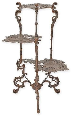 Casa Padrino Jugendstil Blumen Etagere Antik Braun H. 80 cm - Gusseisen Pflanzen Etagere - Blumentisch - Pflanzentisch - Barock & Jugendstil Garten Deko Accessoires