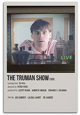 Filmposter The Truman Show, ästhetische Leinwand, Poster, Raumdekoration, Wandkunst, Poster, Dekoration, Poster, 30 x 45 cm, ungerahmt