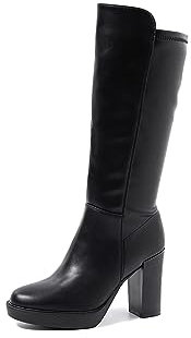 QUEEN HELENA Stivali Alti con Tacco con Plateau Donna X27-124 (Nero, Sistema Taglie Calzature EU, Adulto, Donna, Numero, Media, 36)