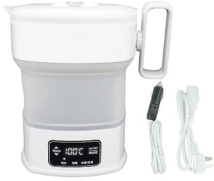 PAHION Faltbarer Elektrischer ReiseWasserkocher Zusammenklappbarer Teekessel Tragbarer Elektrischer Wasserkocher Trockenschutz Kochen Für Auto Optional Dual Voltage (Size : 12V/220V)