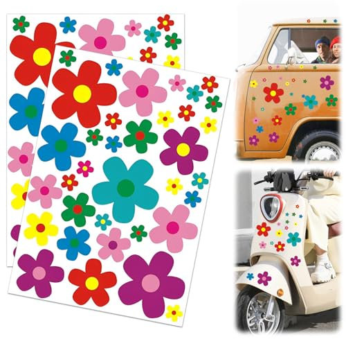 Aufkleber-Set Blumen 35 Blümchen, Aufkleber Blumen Prilblumen Sticker Aufkleber Fahrrad Wasserfeste Sticker, Fahrrad Aufkleber Blumen Auto Sticker für Fahrrad Laptop Motorrad Aufkleber Auto,2 Stück