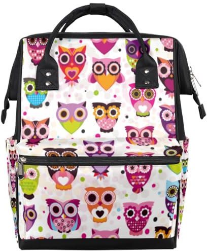 Tavisto Gelbe Ente Wickeltasche, Rucksack, multifunktional, wasserdicht, große Wickeltaschen für Mütter und Väter, Lustige Retro-Eule, Lustige Retro-Eule