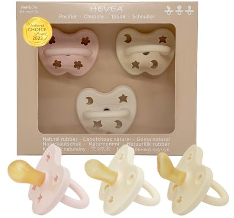HEVEA Pack Découverte De 3 Tétines - Trio Pack - Sucette Bebe 0-3 Mois (Mix fille)