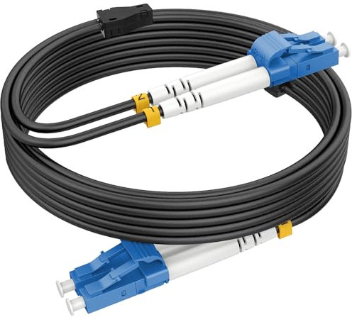 RamboCables 100m Gepanzerte Glasfaser-Kabel OS2 LC auf LC Duplex Singlemode, LWL-Kabel für den Innen- und Außenbereich, 10GB 9/125um LSZH OD 3,0mm Schwarz