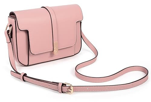 UTO Umhängetasche Damen Kunstleder mit 7 Karten Fächern Magnetsaugknopf Schultertasche PU Leder Verstellbar Schultergurt Rosa Tasche Für Frau Geschenk Für Mutter Frau Freundin Tochter