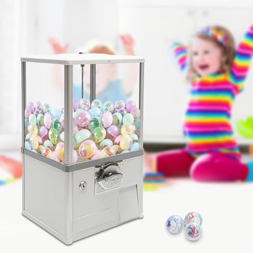 LSHFYV Mini Vending Machine, Vending Machines for Business, Commercial Candy Gumball Machine Huge Load Capacity Candy Vending Machine for Game Stores and Retail Stores for 4.5-5.5cm Ball,White