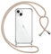 Pnakqil handyband für iPhone 14/iPhone 13 Hülle mit Band, Transparent Weich Silikon mit Kordel Necklace Schnur Anti-Fall Bumper Schutzhülle Case Kompatibel mit iPhone 14/13 6.1, Khaki