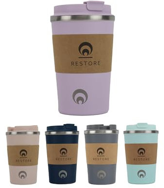 Restore Coffee Cup, Insulated Coffee Cup with Leakproof Lid, Relax Stainless Steel Travel Mug, Insulated Double Wall Cup for Hot/Cold Drinks (1, Lilac)