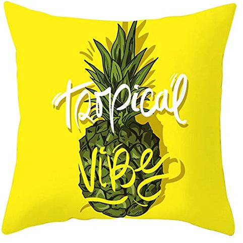 Ethereval Leinen Kissenbezüge Zierkissen Quadratischer Kissenbezug Tropical Vibe Ananas Gelb Kissenbezüge Deko Kissenbezug Zierkissen Premiumtouch-Kissenbezüge 40x40cm