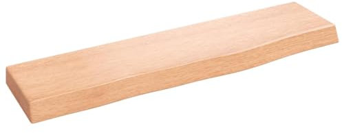 vidaXL Étagère Murale, Dessus de Table avec Bord Vivant, Tablette Suspendue Flottante, Rustique, Marron Clair Bois Chêne Massif Traité