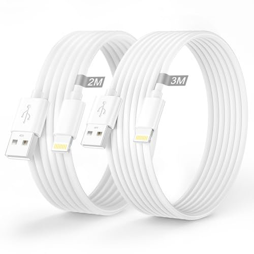 iPhone Ladekabel Original, USB Lightning Kabel 2M+3M 2Pack[MFi Zertifiziert], Ladekabel iPhone Schnellladekabel iPhone Kabel USB Lightning Ladekabel für Apple iPhone 14 13 12 11 Pro Max/X/8/7/6/5/iPad