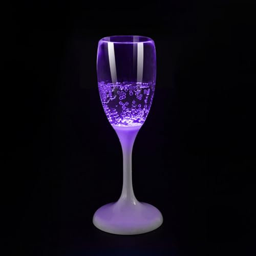 JAWSEU Champagne Flutes LED Reusable Plastic Drink Glass Coaster Light Up LED Goblet Cocktail Glass Champagne Glasses for Wedding Party Christmas