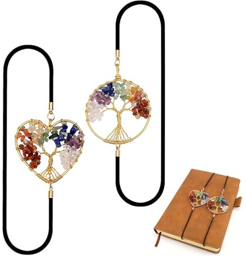 Elastische Lesezeichen 2 Stück Chakra Lebensbaum Lesezeichen Bookmark Geschenk für Buchliebhaber Damen Herren Teenager Kinder Lehrer Lehrerinnen(Stil 1)