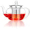 Spring Chef Borosilicate Glass Teapot with Infuser,Durable Infuser Teapots for Loose Tea, Transparent Round Glass Tea Pot 400ML/14.07OZ