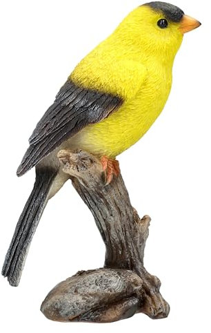 Figuren Shop GmbH Gartenfigur Vogel – Wetterfeste & handbemalte Kanarienvogel-Figur für Garten, Balkon & Terrasse, Polyresin, 11,5 cm