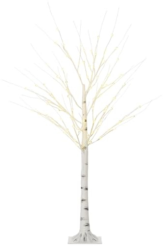 HOMCOM Albero di Natale Bianco con Luci LED e 12 Rami per Interni ed Esterni, Albero di Natale Artificiale in PP e Metallo, 22x22x150 cm