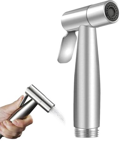 Handheld Bidet Sprayer Head, Stainless Steel Shower Sprayer, Multi-Functional Toilet Spray Gun for Toilet Cleaning, Pet Bathing, and Personal Hygiene (Silver)