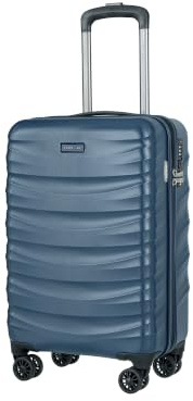 PUCCINI Polycarbonat Koffer Valencia Hartschalenkoffer Handgepäck Trolley Leicht Reisekoffer mit Zwillingsrollen M-L-XL (Dunkelblau, M)