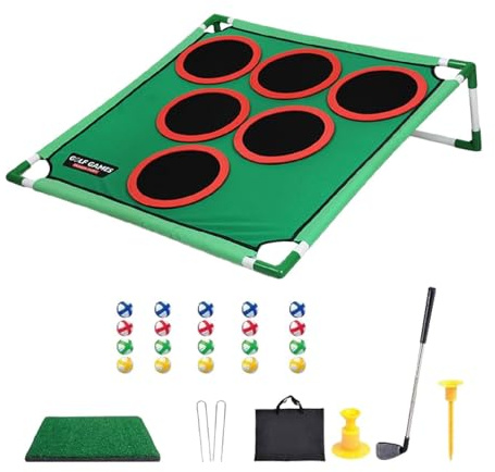 Gralara Golf Chipping Cornhole Set Einfacher Aufbau Golfspiel Set für Party Yard Lawn
