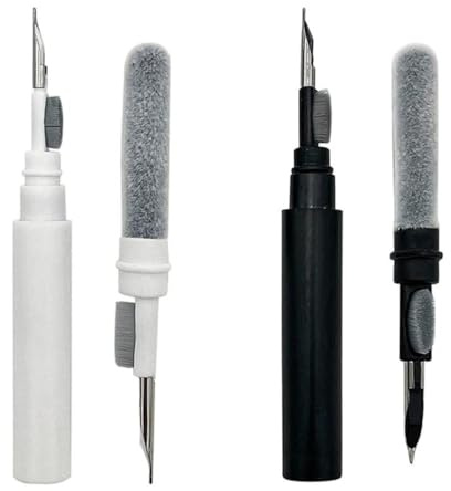 2 Stück Reinigungsset für Airpods Pro 1 2, 3 In 1 Multifunktions-Reinigungsstift weiche Bürste, Tragbarer Airpod Zubehör Reinigungsstift Kompatibel Kopfhörer Ladebox, Kamera, PC, Handy (Weiß/Schwarz)