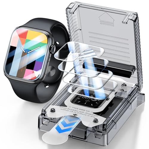 LK Schutzfolie für Apple Watch Series 11/10 42mm [Blasenfrei] Auto-Installation für iWatch 42mm Displayfolie [Ultra Dünn] [HD Klar] [Volle Abdeckung] Flexible TPU Displayfolie, 4 Stück