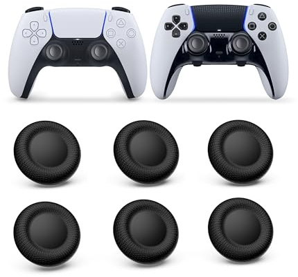 NEWDERY Joystick-Ersatzgriffkappen für PS5/PS4-Controller | Silikon-Daumengriffkappen-Set, rutschfest, kompatibel mit PS5/PS4-Controller, Schwarz, 6er-Pack