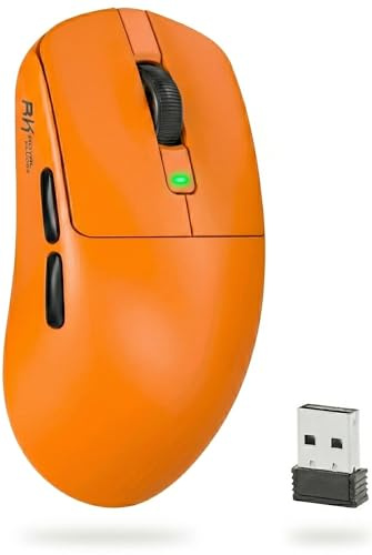 RK ROYAL KLUDGE M30 Wireless Gaming Mouse, 43g Lightweight With PixArt PAW3311 Sensor, 24000 DPI, Tri-Mode BT/2.4G/Wired Game Mice 650mAh Battery, 1000Hz Polling rate 5 Programmable Buttons, Orange
