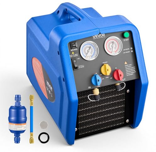 VEVOR Station de Récupération Fluides Frigorigènes Portable 1 HP, Récupérateur de Réfrigérant Double Cylindre, pour Système CVC Climatisation Auto, Unité de Récupération pour Frigoriste 1450 TR/Min