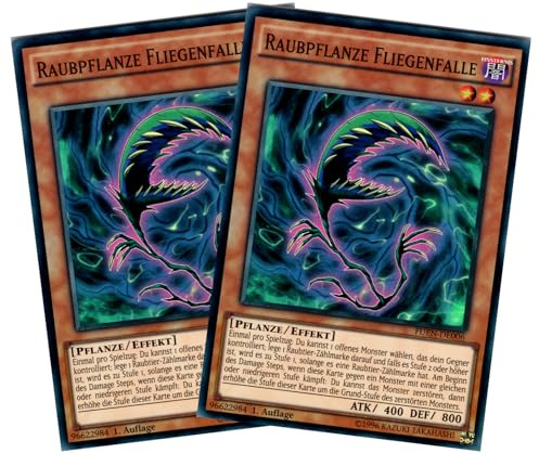 Raubpflanze Fliegenfalle - Spar-Duo (2 Karten) - FUEN-DE006 - Super Rare - Deutsch - 1. Auflage - Yugioh - Fusion Enforcers - mit RC-Fieldcenter