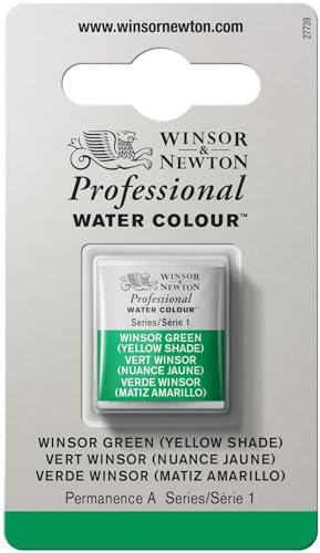 Winsor & Newton Aquarelle Professionnel - Peinture Aquarelle, Haute Luminosité, Résistante à la Lumière, Qualité Archive, Demi Godet, Couleur Vert Winsor Nuance Jaune