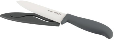 Gimel 510246 Couteau de Chef avec Étui Céramique/Polypropylène Blanc/Gris
