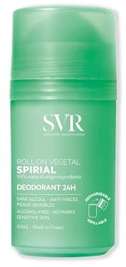SVR - Spirial Végétal Roll-On – Déodorant 24h – 98% d'ingrédients d'origine naturelle – Sans sels d'aluminium – Haute tolérance – 50 ml