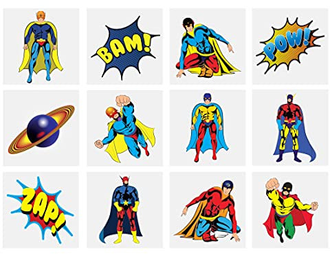 Henbrandt 24 Kinder Superhelden-Tattoos, mehrfarbig