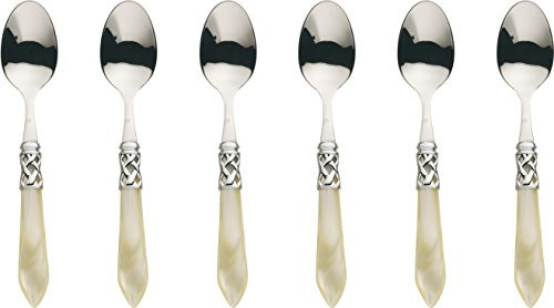 Bugatti ALCAM-N4207 - Set di cucchiaini da caffè Aladdin, Acciaio Inox e ABS Color Avorio, 21 x 18 x 3 cm, 6 pz