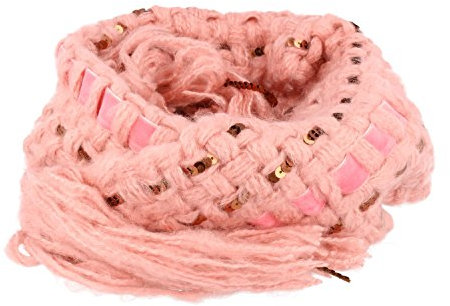 GIO TESELLI Schöner Strickschal mit Glitzer, Damen Unisex 95 x 15cm, Farbe:Rosa