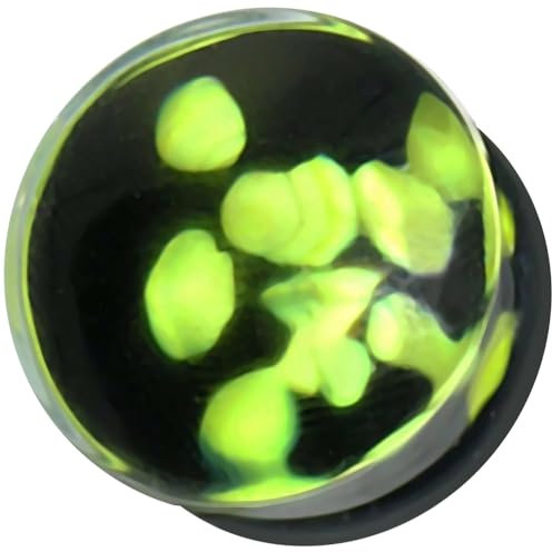 10 MM grün Kieselstein in Pyrex-Glas-Double Flared Messgerät Ohr Piercing Plug