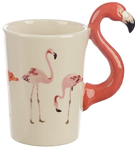 Puckator Flamingo geformter Henkel Tasse aus Dolomit-Keramik