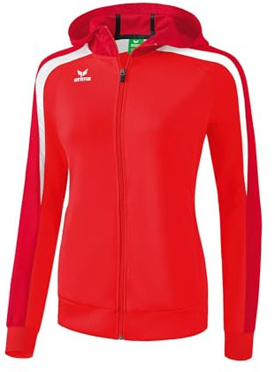 ERIMA Damen Jacke Liga 2.0 Trainingsjacke mit Kapuze, rot/dunkelrot/weiß, 40, 1071851