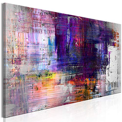 decomonkey Bilder Abstrakt 120x40 cm 1 Teilig Leinwandbilder Bild auf Leinwand Vlies Wandbild Kunstdruck Wanddeko Wand Wohnzimmer Wanddekoration Deko Modern Kunst violett rosa