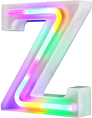 Letras con luces LED iluminadas, letras de neón para pared, fiesta de cumpleaños, Navidad, decoración de boda, letras coloridas (Z)