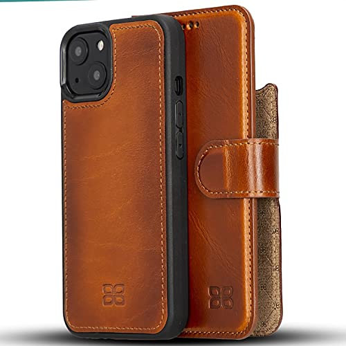Bouletta Magsafe Leather Wallet Case for iPhone 13 (6.1'') - Magnetic Detachable Flip Folio Cases RFID Phone Cover with 3 Card Slots