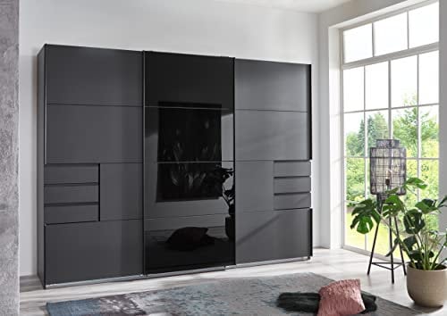 möbelando Schwebetürenschrank Kleiderschrank Schiebetürenschrank Schrank Susanetta II Graphit
