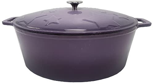Grillfürst Dutch Oven Sternentöpfchen 12 Liter - lilafarbener Gusseisen Bräter mit Henkeln und pflegeleichter Emaillierung, ovaler Schmortopf für Grill und Herd