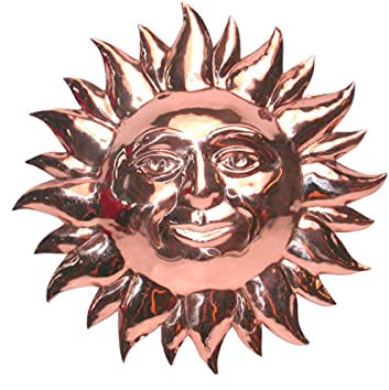 CREARTISTIC Wanddekoration aus Metall. Sonne zum Aufhängen aus Kupfer, Hausdekoration, Partykeller, Dekoration für Küche, Wohnkultur. Dekorative Form in Form einer Sonne