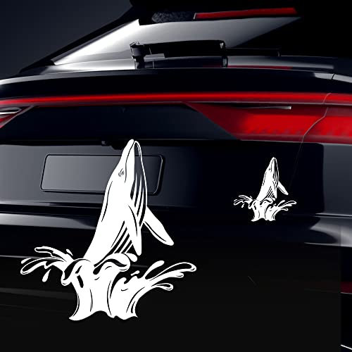 Vesvory 2 x Wal-Aufkleber, reflektierendes Design, Wal, springt aus dem Wasser, schöne Ozean-Tier-Heimdekoration, Aufkleber für Autofenster, Stoßstange, Motorrad, Raumdekoration, Laptop, Skateboard,