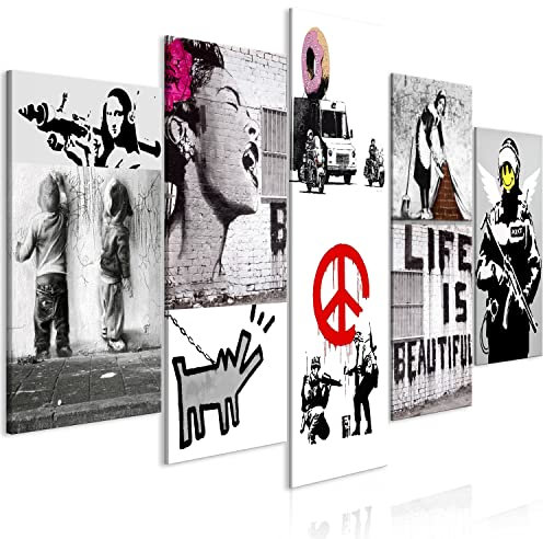 B&D XXL - Akustikbild 225x112 cm Bilder mit Akustikschaumstoff Hochleistungsschallabsorber Schallschutz Leinwandbild XXL 5 tlg Wandbild i-C-10019-b-a