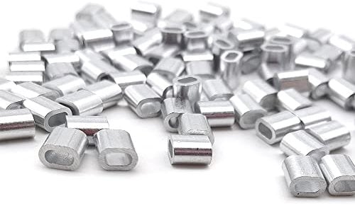 GOIYZTTR Manguito Bucle Aluminio, 100 Piezas Mangas Aluminio Clip de Solo Agujero Ovalado Aluminio Prensado Bucle Manga Virola Para Cable de 2mm Diámetre