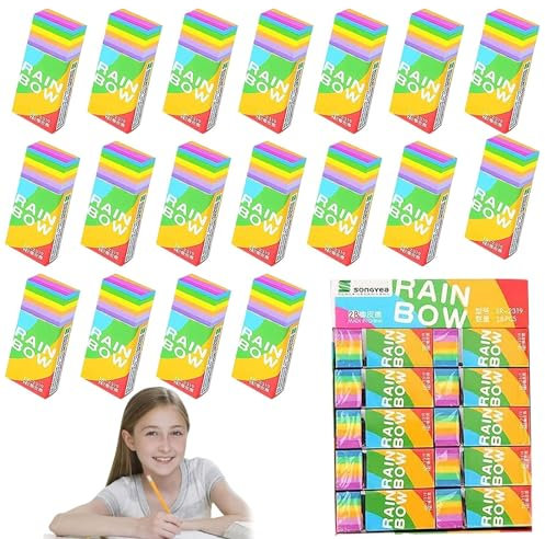 18 Stücke Radiergummi Kinder Mitgebsel Eraser, Weißer Radierer, Radiergummi Set — Soft, Leicht zu Löschen Spuren und Weniger Abstrich, Das zum Skizzieren, Zeichnen, Schulgeschenk Verwendet Wird