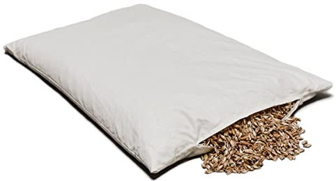 Giraffenland Coussin aux balles d´épeautre Bio 40x57cm, Tissu en Coton sergé Blanc, Oreiller aux enveloppes d´épeautre Biologique, Directement rempli