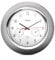 Mebus Funk-Wanduhr mit Thermometer und Hygrometer/silberner Rahmen/weißes Zifferblatt / 24cm Durchmesser/Rund/Modell: 19454 / Farbe: Silber, Weiß